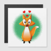 Carte Magnétique Cute animal caricature Fox (Devant / Derrière)