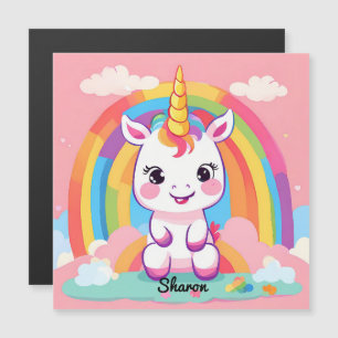 Carte Magnétique Cute Baby Unicorn Arc-en-ciel