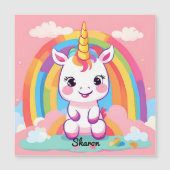 Carte Magnétique Cute Baby Unicorn Arc-en-ciel (Devant)