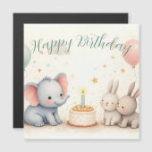Carte Magnétique Cute Birthday Greeting with Animal Friends (Devant / Derrière)