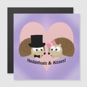 Carte magnétique Cute et Funny Hedgehugs et Kisses