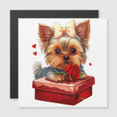 Carte Magnétique Cute yorky coeurs Mother´s day-Valentine´s (Devant / Derrière)