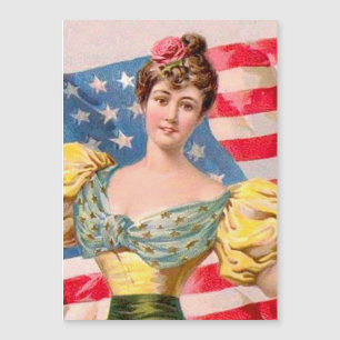Carte Magnétique Dame Liberté Drapeau Américain Indépendance
