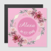 Carte magnétique d'Anniversaire rose (Devant / Derrière)