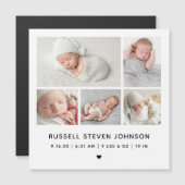 Carte magnétique d'annonce de naissance avec 5 pho (Devant / Derrière)
