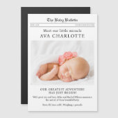 Carte magnétique d'annonce de naissance de bébé de (Devant / Derrière)