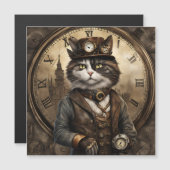 Carte Magnétique Dapper Steampunk Calico Cat (Devant / Derrière)