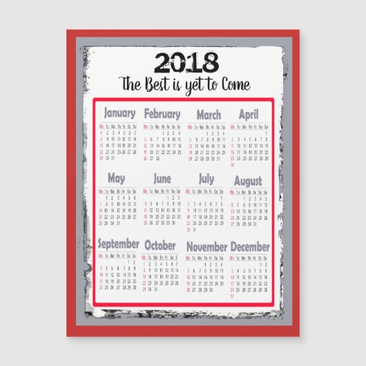 Carte magnétique de 2018 calendriers pour votre (Devant)