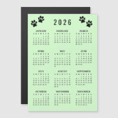 Carte magnétique de calendrier 2026 Paw Prints Des (Devant / Derrière)