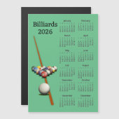 Carte magnétique de calendrier de billard 2026 (Devant / Derrière)