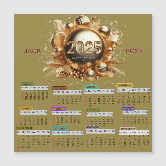 Carte magnétique de calendrier de nouvelle année 2 (Devant)
