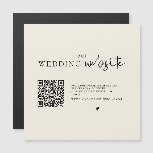 Carte magnétique de code QR pour photo de mariage (Devant / Derrière)