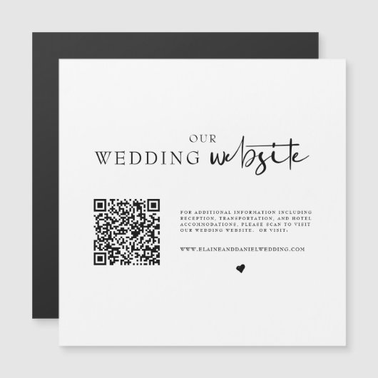 Carte magnétique de détails de mariage avec code Q (Devant / Derrière)