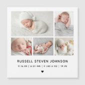 Carte magnétique de faire-part de naissance avec 5 (Devant)