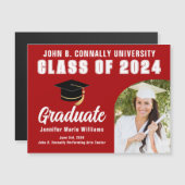 Carte magnétique de graduation Red Graduate Photo  (Devant / Derrière)