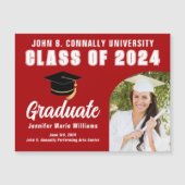 Carte magnétique de graduation Red Graduate Photo  (Devant)
