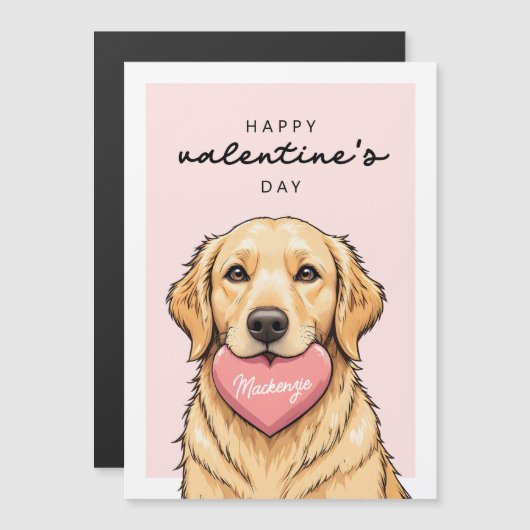 Carte magnétique de la Saint-Valentin avec un chie (Devant / Derrière)