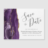 Carte magnétique de mariage en agate dorée violett (Devant)