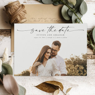 Carte magnétique de mariage photo à écriture éléga