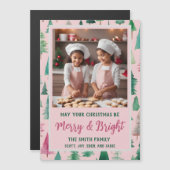 Carte Magnétique de Noël Arbre rose (Devant / Derrière)
