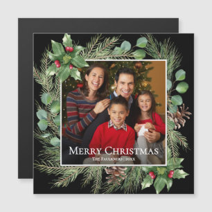 Carte magnétique de Noël avec couronne de photo