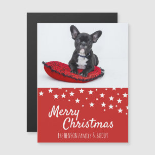Carte magnétique de Noël avec photo de chiot Boule