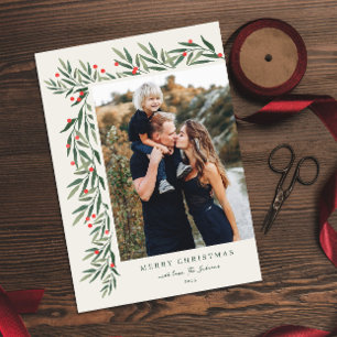 Carte magnétique de Noël avec photo de verdure hiv