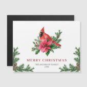 Carte magnétique de Noël Cardinal Rouge (Devant / Derrière)