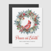 Carte magnétique de Noël Cardinal Wreath (Devant / Derrière)