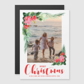 Carte magnétique de Noël de l'aquarelle florale tr (Devant / Derrière)