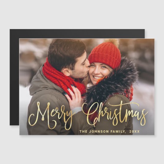 Carte magnétique de Noël doré (Devant / Derrière)