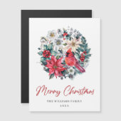 Carte magnétique de Noël du cardinal Holly Berry (Devant / Derrière)