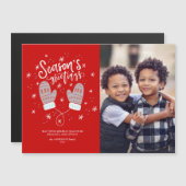 Carte magnétique de Noël Hygge Mittens (Devant / Derrière)