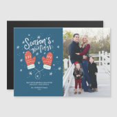 Carte magnétique de Noël Hygge Mittens (Devant / Derrière)