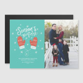 Carte magnétique de Noël Hygge Mittens (Devant / Derrière)