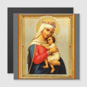 Carte magnétique de Noël Madonna et Enfant (Devant / Derrière)