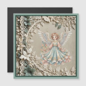 Carte magnétique de Noël mignonne Angel (Devant / Derrière)