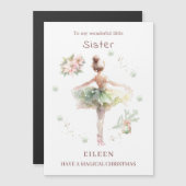 Carte magnétique de Noël Soeur Ballerina (Devant / Derrière)