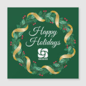 Carte magnétique de Noël verte du logo d'affaires (Devant)