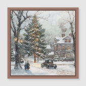 Carte magnétique de Noël vintage Village (Devant)