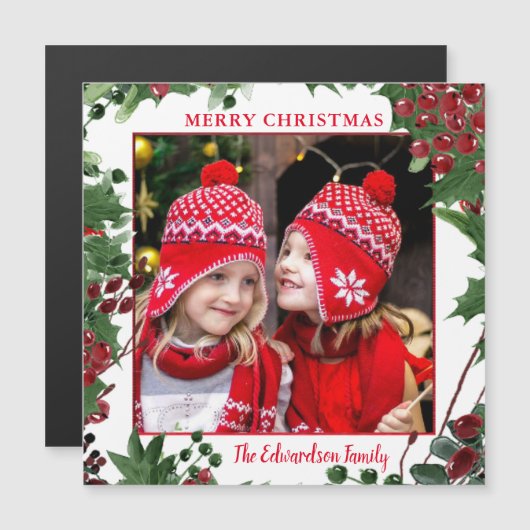 Carte magnétique de photo Rustique Joyeux Noël (Devant / Derrière)