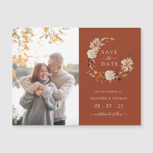 Carte magnétique de rappel de mariage à thème cuiv (Devant)