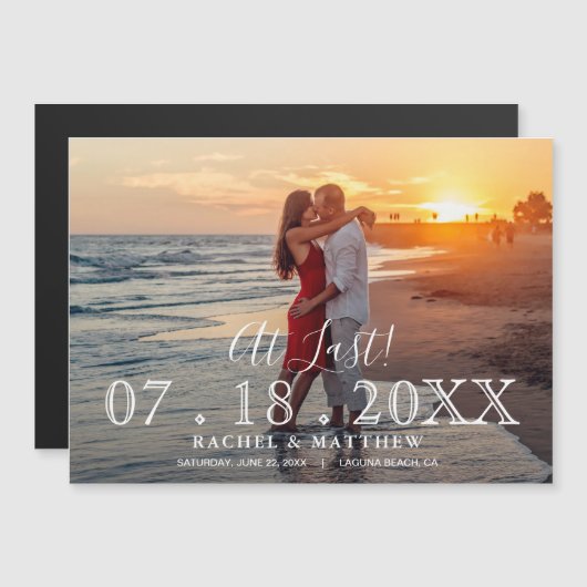 Carte magnétique de save the date photo de mariage (Devant / Derrière)