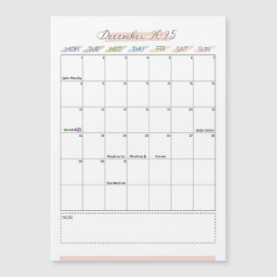 Carte Magnétique Décembre 2025 Calendrier magnétique