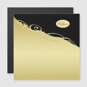 Carte Magnétique Décor de luxe sur or & noir, Monogramme