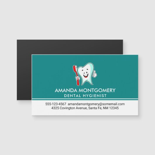 Carte Magnétique Dental Care Happy Tooth (Devant / Derrière)