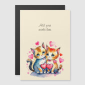 Carte magnétique des chats mignons texte personnal (Devant / Derrière)