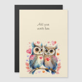 Carte magnétique des chouettes mignonnes de texte  (Devant / Derrière)