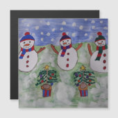 Carte magnétique des neigeurs de Noël (Devant / Derrière)