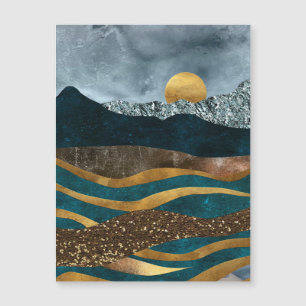 Carte Magnétique Des Vagues D'Or Sous Les Montagnes Lumineuses